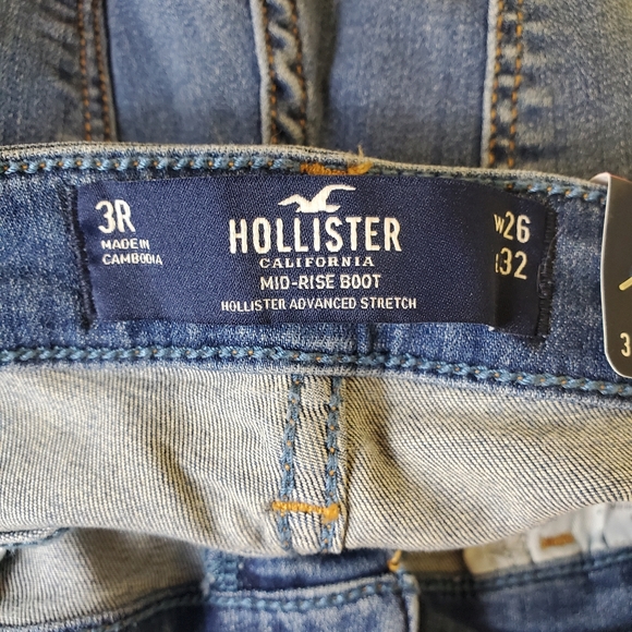 Hollister Junior Jeans Sz 3R Mid Rise Boot W26 L32 Stretch - Picture 5 of 6